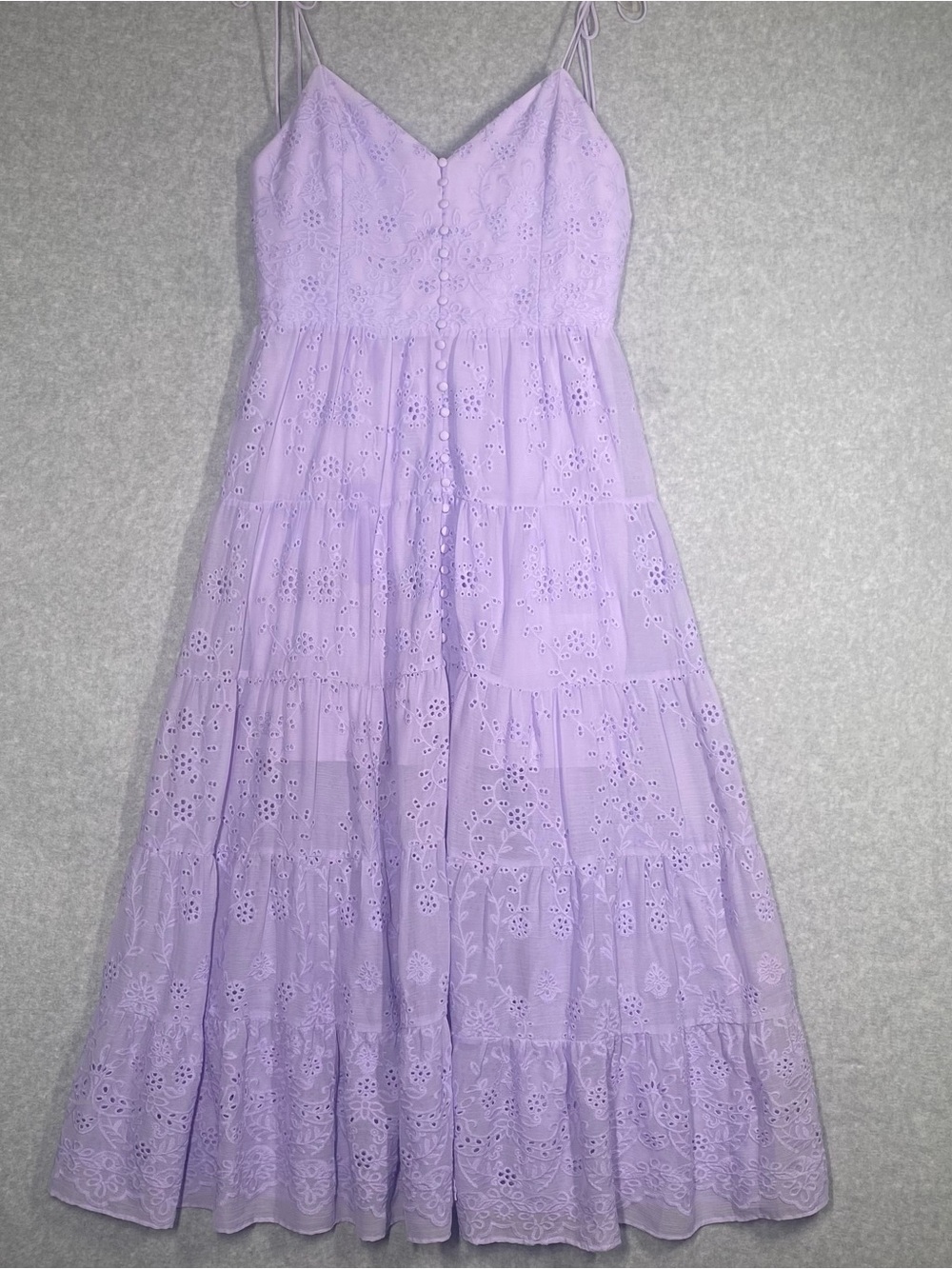 Alice + Olivia Lavender Eyelet Midi Dress